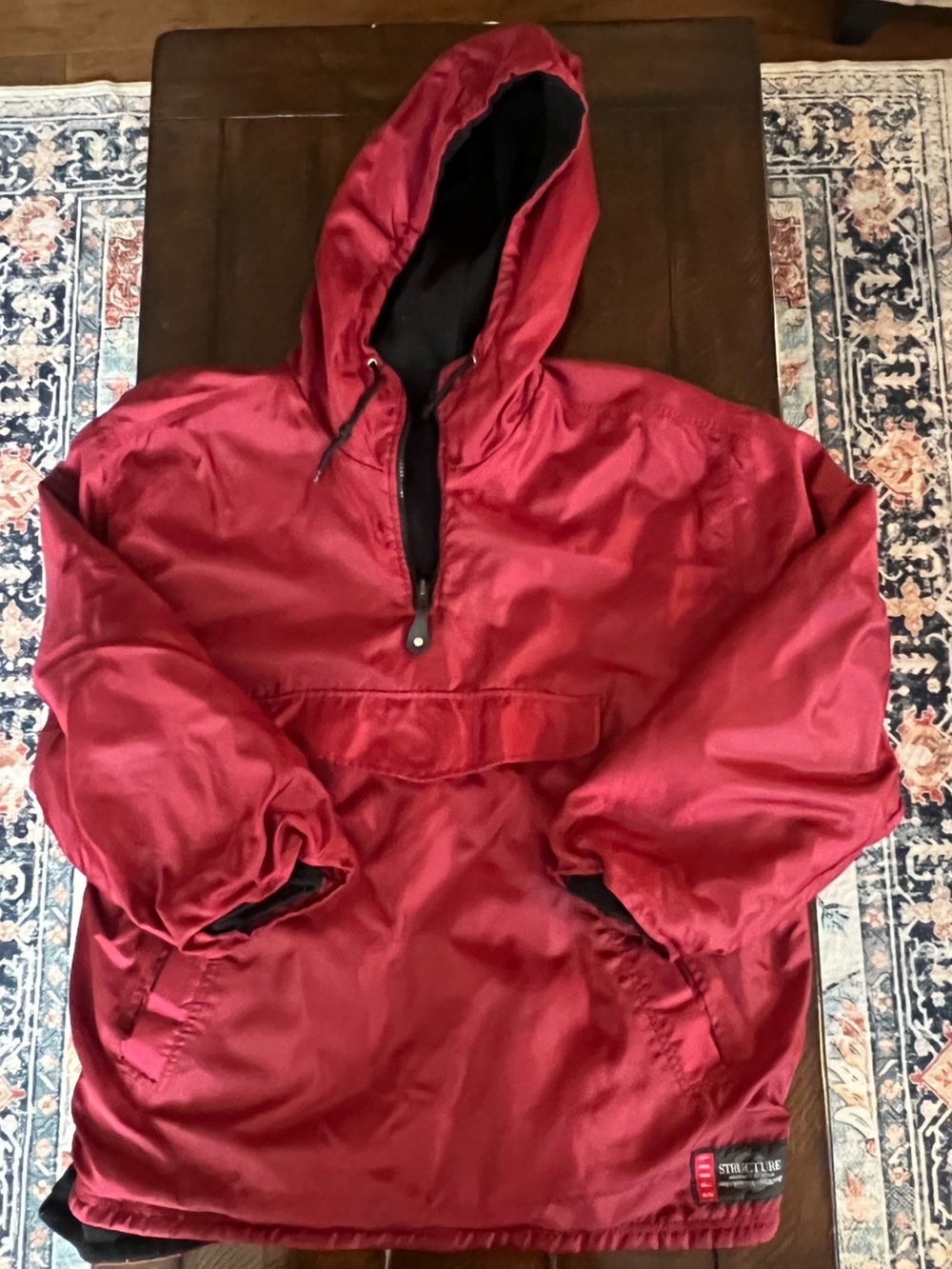 Vintage 90s Structure Sport Fleece Lined Anorak Jacket Men’s M Red